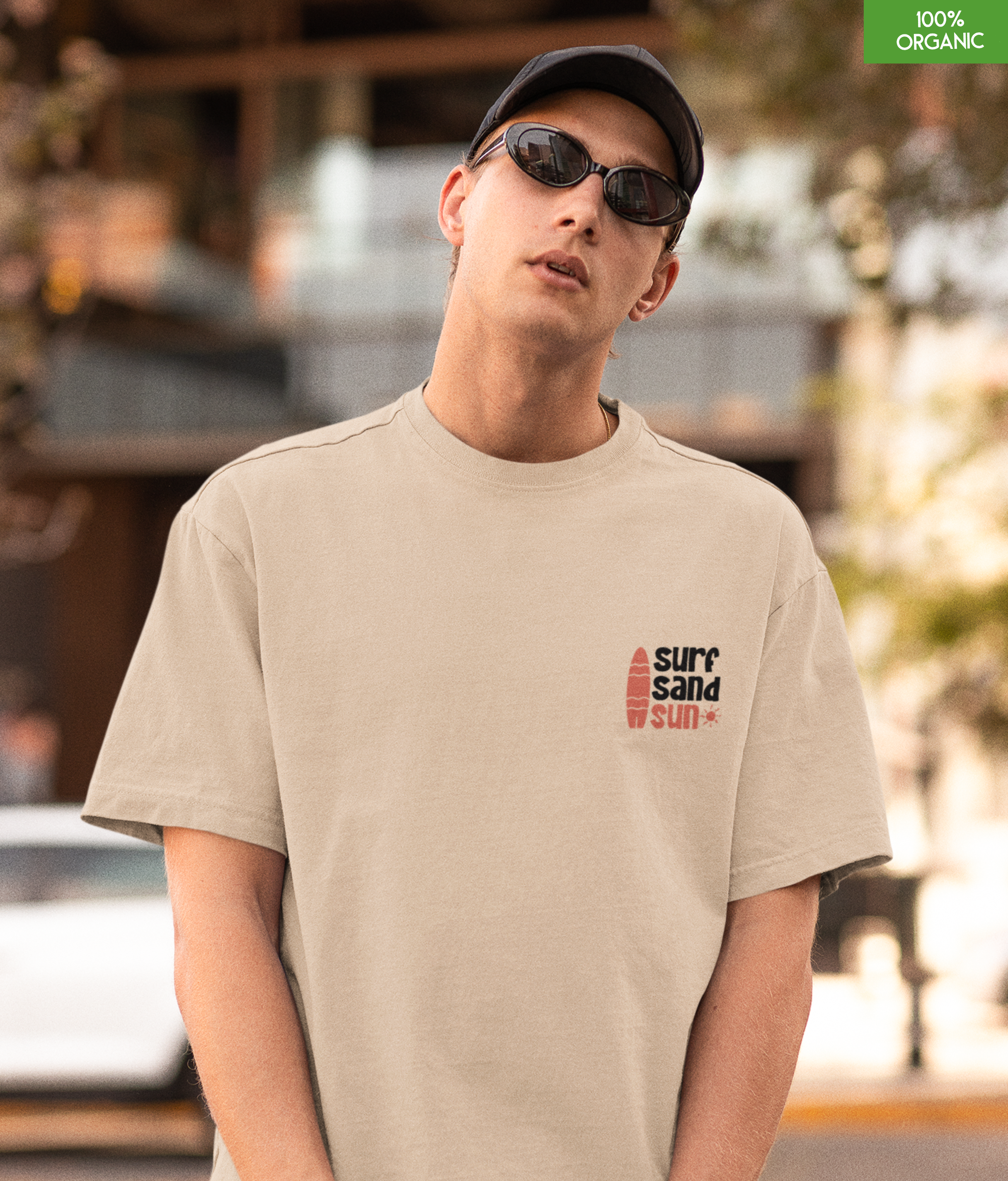 “Surf Sand Sun” Oversized Beach Graphic T-Shirt