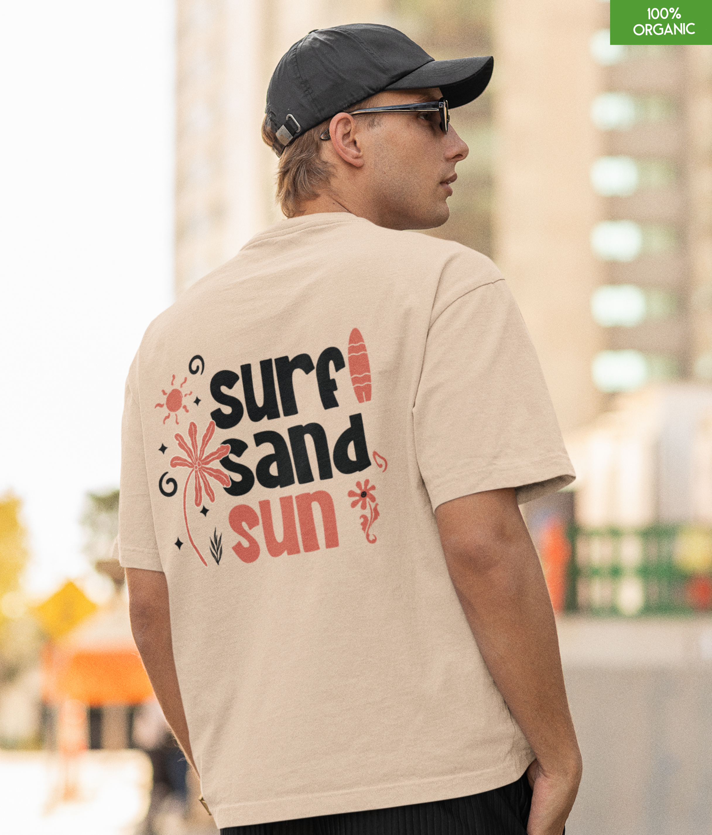 “Surf Sand Sun” Oversized Beach Graphic T-Shirt