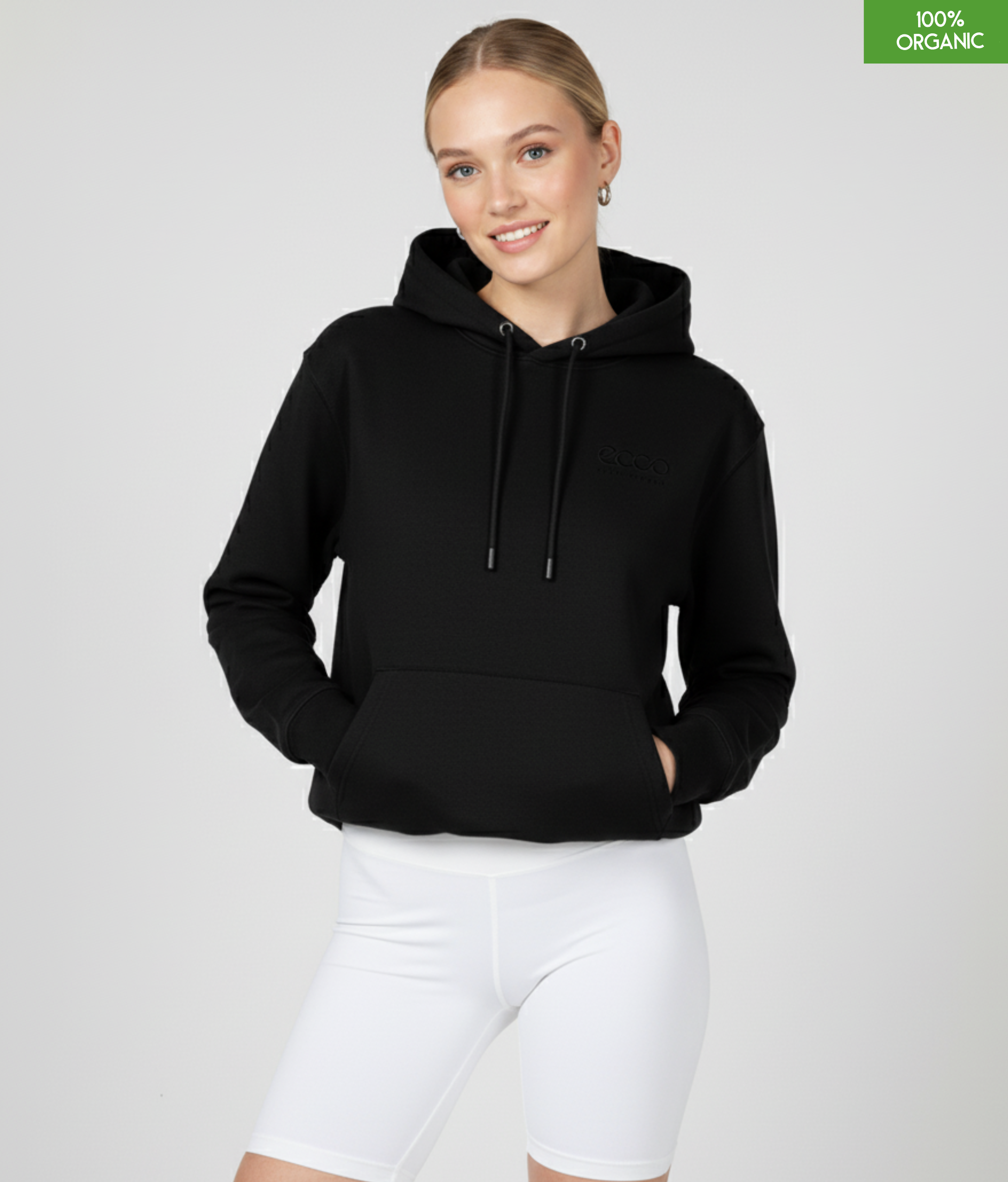 Organic Cotton Hoodie | Black | Relaxed Medium Fit.