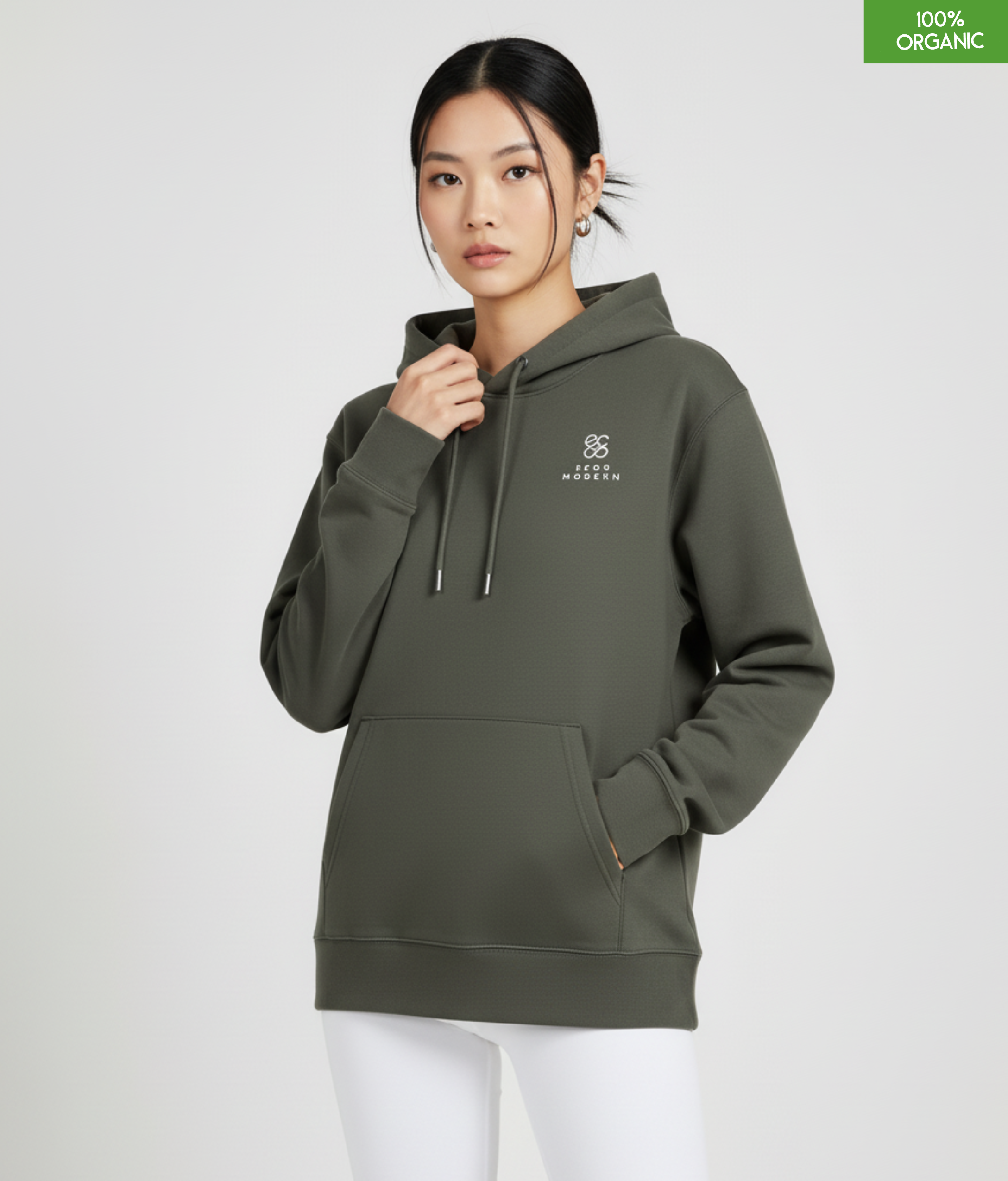 Organic Cotton Hoodie | Khaki | Relaxed Medium Fit.