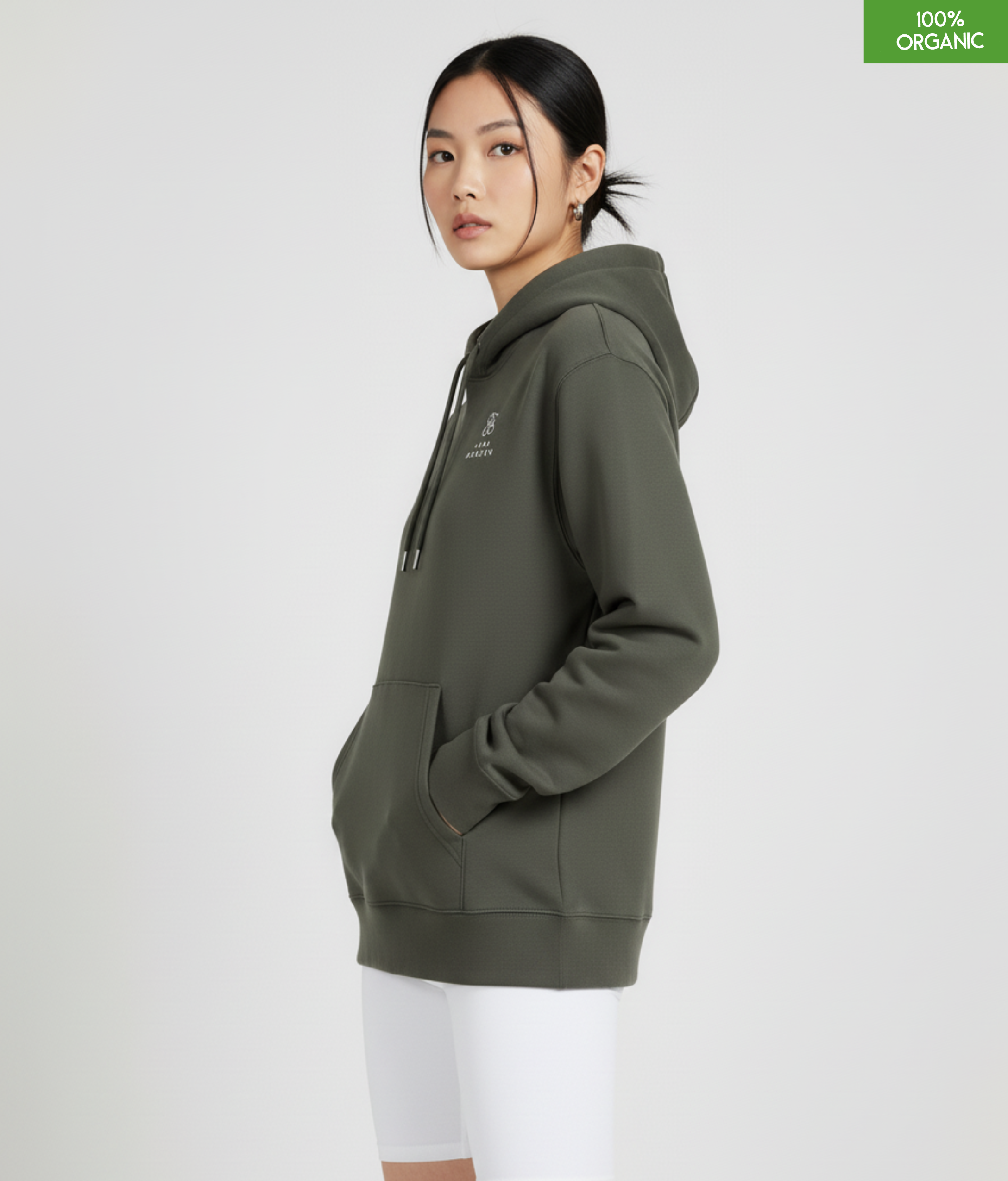 Organic Cotton Hoodie | Khaki | Relaxed Medium Fit.