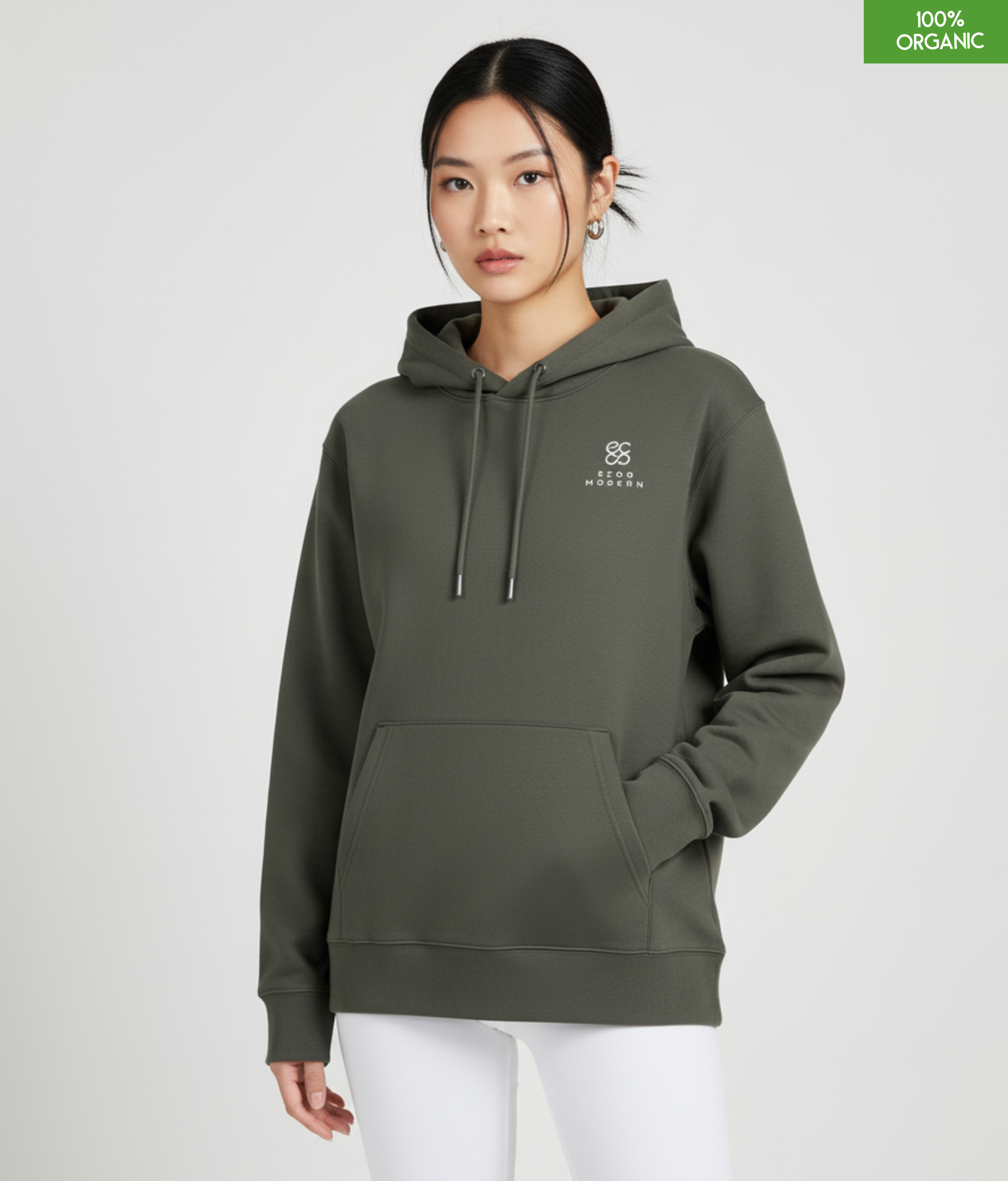 Organic Cotton Hoodie | Khaki | Relaxed Medium Fit.