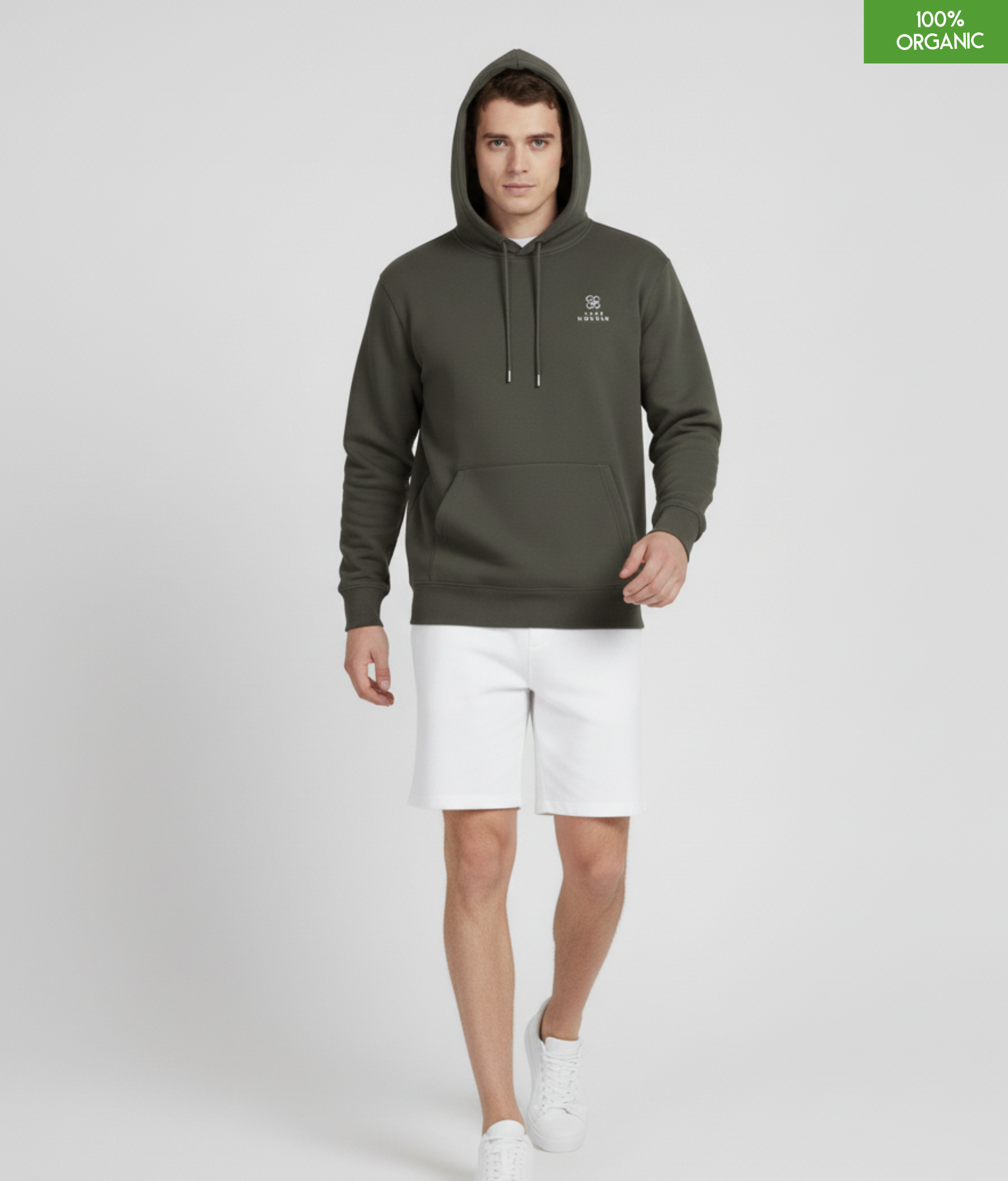 Organic Cotton Hoodie | Khaki | Relaxed Medium Fit.