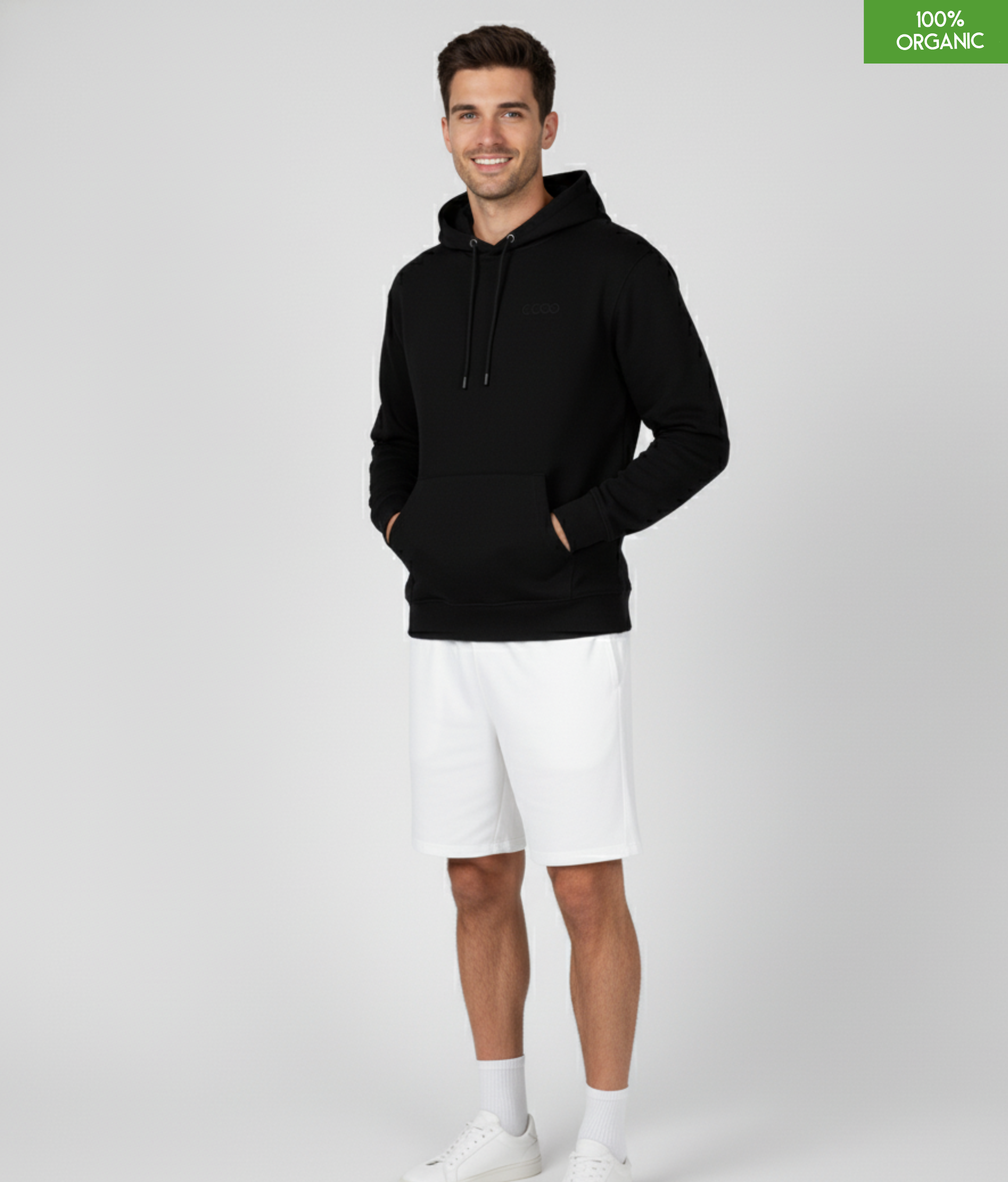 Organic Cotton Hoodie | Black | Relaxed Medium Fit.